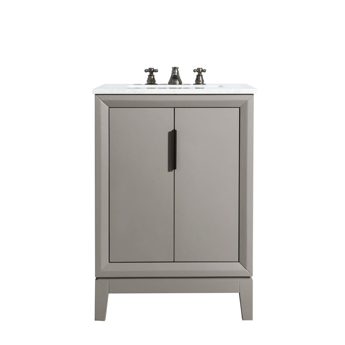 Water Creation Elizabeth Elizabeth 24-Inch Single Sink Carrara White Marble Vanity In Cashmere Grey With F2-0009-03-BX Lavatory Faucet s EL24CW03CG-000BX0903