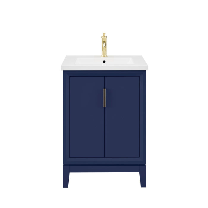 Water Creation Elise Elise 24 In. Integrated Ceramic Sink Top Vanity in Monarch Blue with Modern Single Faucet