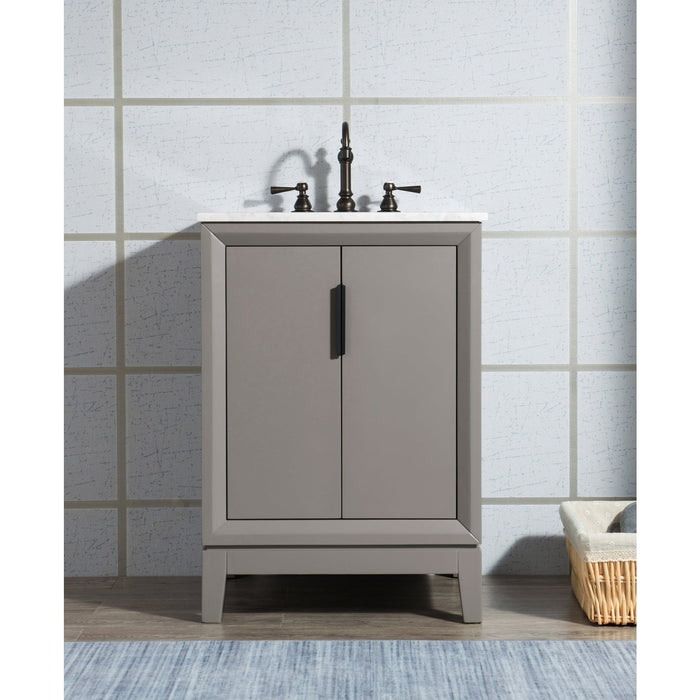 Water Creation Elizabeth Elizabeth 24-Inch Single Sink Carrara White Marble Vanity In Cashmere Grey With F2-0012-03-TL Lavatory Faucet s EL24CW03CG-000TL1203