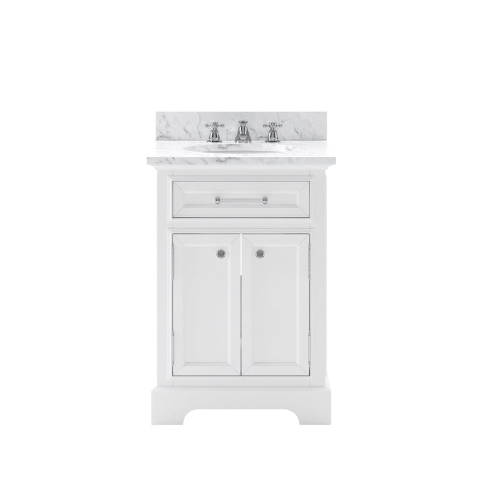 Water Creation Derby 24 Inch Pure White Single Sink Bathroom Vanity With Faucet From The Derby Collection DE24CW01PW-000BX0901