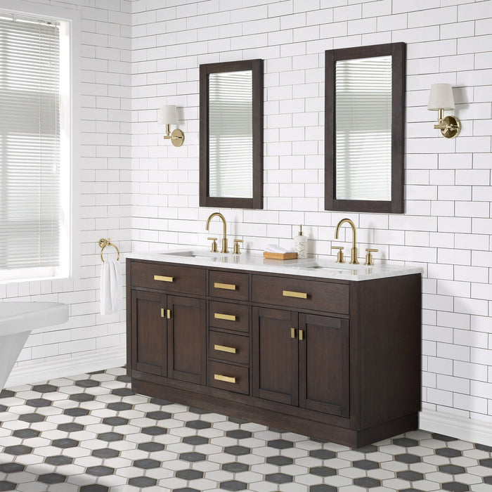 Water Creation Chestnut 72″ Double Sink Carrara White 30″ size