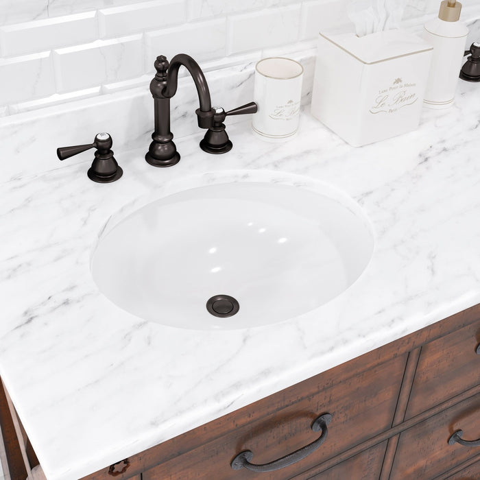 Water Creation Aberdeen Aberdeen 60 In. Double Sink Carrara White Marble Countertop Vanity in Rustic Sierra with Hook Faucets and Mirrors