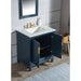 Water Creation Elizabeth Elizabeth 30-Inch Single Sink Carrara White Marble Vanity In Monarch Blue With Matching Mirror s and F2-0013-06-FX Lavatory Faucet s EL30CW06MB-R21FX1306