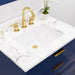 Water Creation Bristol Bristol 30 In. Single Sink Carrara White Marble Countertop Bath Vanity in Monarch Blue with Satin Gold Gooseneck Faucet