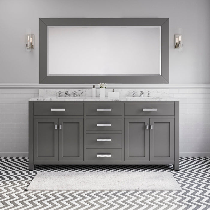 Water Creation Madison 72 Inch Cashmere Grey Double Sink Bathroom Vanity With Matching Large Framed Mirror From The Madison Collection MS72CW01CG-R72000000