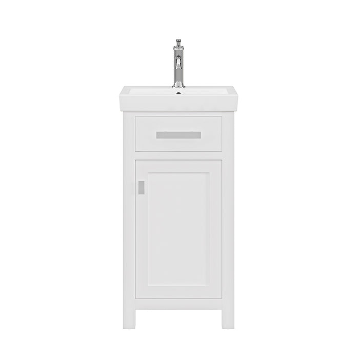 Water Creation Mia 18" Integrated Ceramic Sink Top Vanity in Pure White with Modern Single Faucet