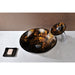 ANZZI Toa Series 17" x 17" Deco-Glass Round Vessel Sink in Kindled Amber Finish with Polished Chrome Pop-Up Drain and Waterfall Faucet LS-AZ8102