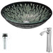 ANZZI Bravo Series 19" x 15" Deco-Glass Oval Shape Vessel Sink in Lustrous Black Finish with Chrome Pop-Up Drain and Brushed Nickel Harmony Faucet LSAZ043-095B
