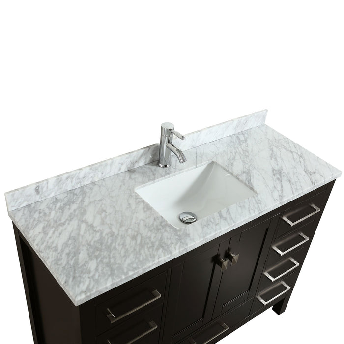 Eviva Aberdeen 42" Transitional Bathroom Vanity in Espresso, Gray or White Finish with White Carrara Marble Countertop and Undermount Porcelain Sink