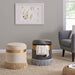 New Pacific Direct Suri Velvet Fabric Fringe Round Storage Ottoman 1600042-348