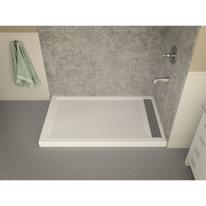 ANZZI Field Series 36" x 60" Double Threshold White Shower Base with Built-In Tile Flange