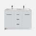 Eviva Lugano 48" Modern Double Sink Bathroom Vanity in Cement Gray, Natural Oak,or White Finish with White Integrated Acrylic Top