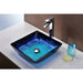 ANZZI Viace Series 15" x 15" Deco-Glass Square Shape Vessel Sink in Blazing Blue Finish with Polished Chrome Pop-Up Drain LS-AZ056