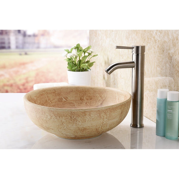 ANZZI Earthen Series 16" x 16" Deco-Glass Round Vessel Sink with Polished Chrome Pop-Up Drain