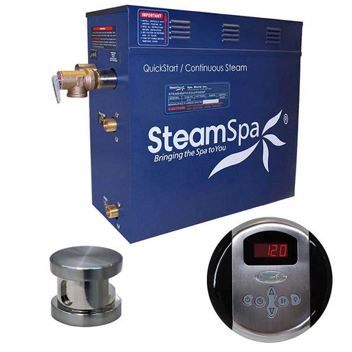 SteamSpa Oasis 9 KW QuickStart Acu-Steam Bath Generator Package in Brushed Nickel OA900BN