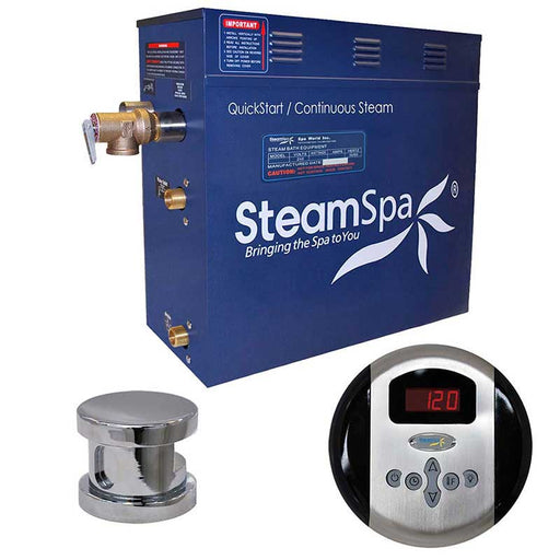 SteamSpa Oasis 9 KW QuickStart Acu-Steam Bath Generator Package in Polished Chrome OA900CH