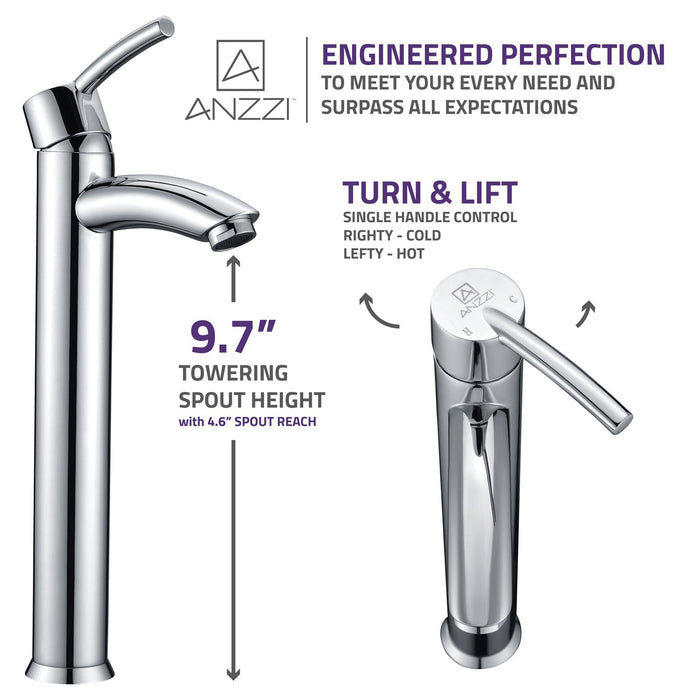 ANZZI Quartet Series 10" Single Hole Bathroom Sink Faucet