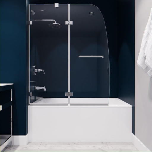 ANZZI Herald Series 48" x 58" Frameless Hinged Bathtub Shower Door with Tsunami Guard