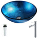 ANZZI Arc Series 17" x 17" Deco-Glass Round Vessel Sink in Lustrous Light Blue Finish with Chrome Pop-Up Drain and Faucet