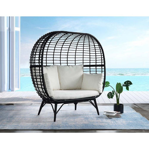 Acme Furniture Penelope Patio Lounge Chair in Cream Fabric & Black Finish OT01099
