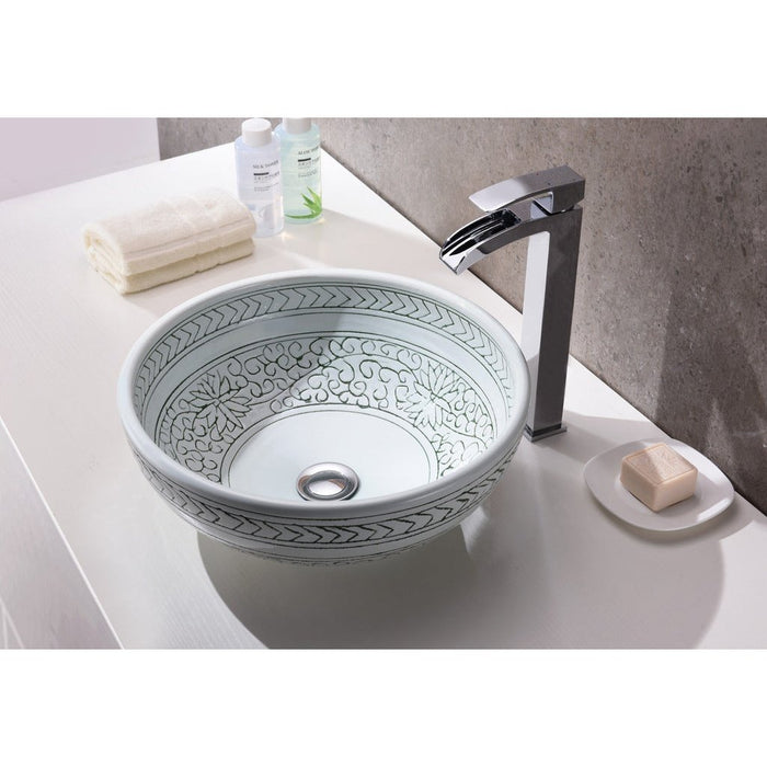 ANZZI Cadence Series 16" x 16" Deco-Glass Round Vessel Sink with Polished Chrome Pop-Up Drain