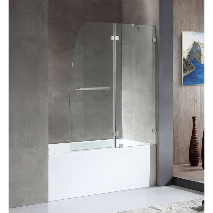 ANZZI Herald Series White "60 x 30" Alcove Rectangular Bathtub with Built-In Flange and Frameless Brushed Nickel Hinged Door