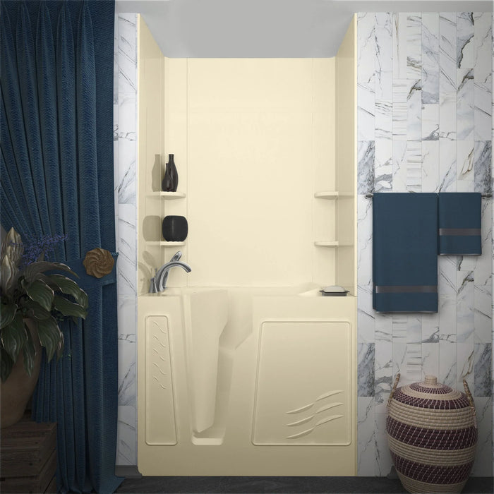 MediTub Smooth No Tiling Walk-in Bathtub Wall Surround System in Biscuit HDWX-FL00BSG