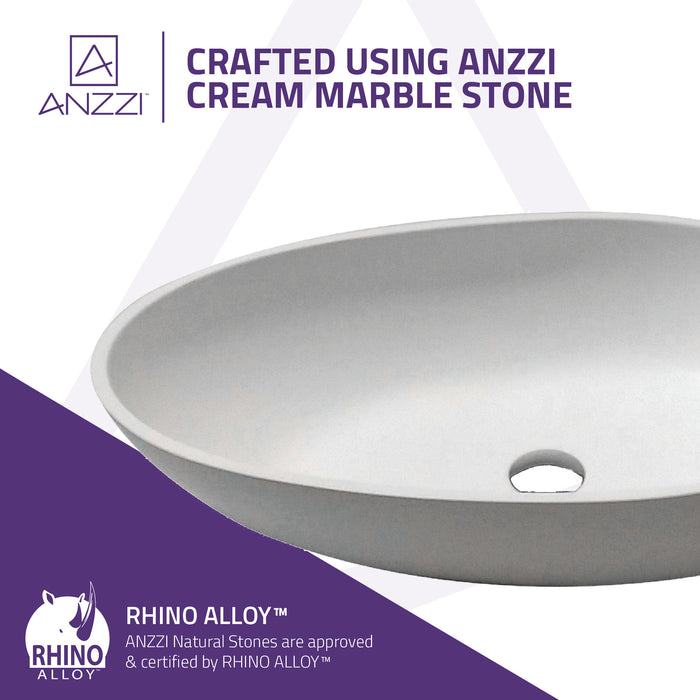 ANZZI Trident Series 24" x 16" Oval Shape Vessel Sink in Matte White Finish LS-AZ606a