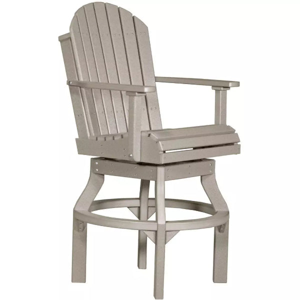 LuxCraft Bar Height Adirondack Swivel Chair in weatherwood