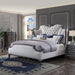 Acme Furniture House Delphine Ck Bed in Two Tone Ivory Fabric & Charcoal Finish 28824CK