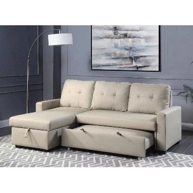 Acme Furniture Dafina Sectional - Lf Chaise W/Storage in Beige Fabric LV01054-2