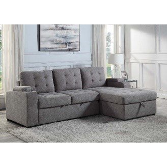 Acme Furniture Kabira Sleeper Sectional Sofa -Lf Loveseat W/Sleeper in Gray Fabric LV00970-1