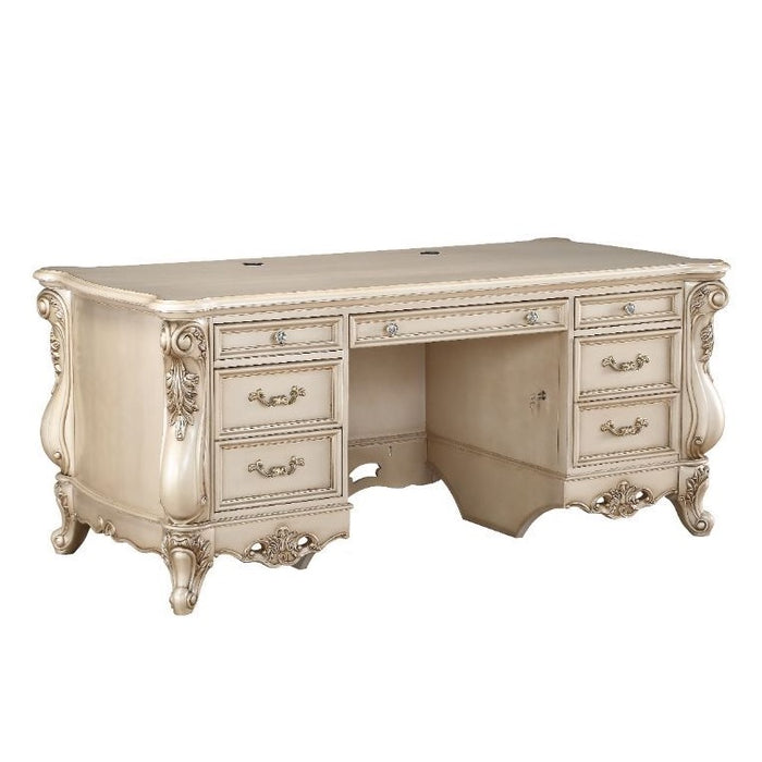 Acme Furniture Gorsedd Executive Writing Desk in Golden Ivory Finish 92740