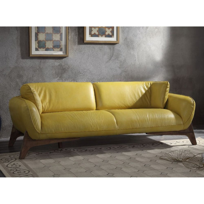 Acme Furniture Pesach Sofa in Mustard Top Grain Leather 55075