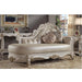 Acme Furniture Vendome Chaise W/2 Pillows in Pearl PU & Antique White Finish BD01523