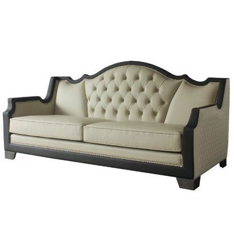 Acme Furniture House Beatrice Sofa W/5 Pillows in Beige PU, Black PU & Charcoal Finish 58810