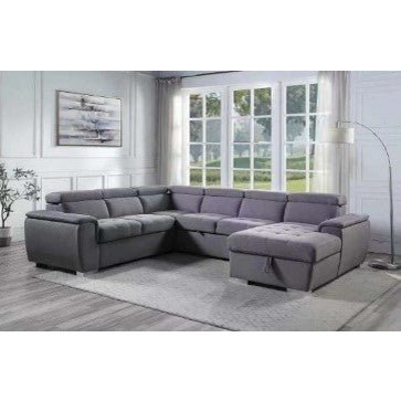 Acme Furniture Hanley Sleeper Sectional Sofa -Lf Loveseat in Gray Fabric LV00968-1