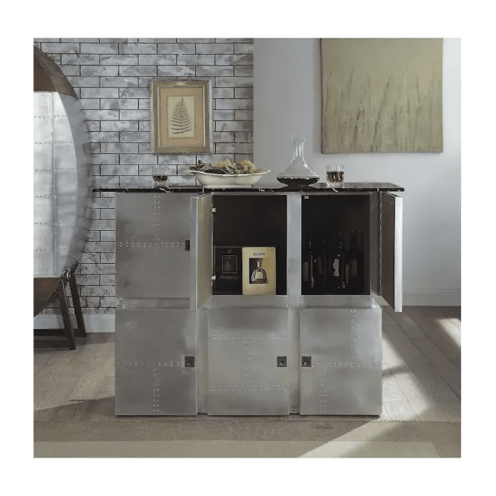 Acme Furniture Brancaster Bar Table Stand in Vintage Brown Top Grain