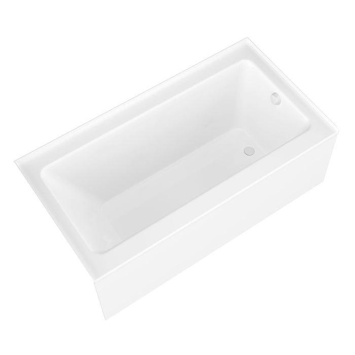 ANZZI Herald Series White "60 x 30" Alcove Rectangular Bathtub with Built-In Flange and Frameless Polished Chrome Hinged Door