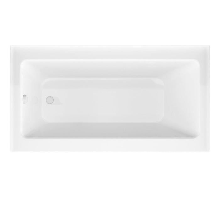 ANZZI Don Series White "60 x 32" Alcove Rectangular Bathtub with Built-In Flange and Frameless Matte Black Sliding Door