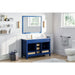 Eviva London 48 x 18" Transitional Double Sink Bathroom Vanity in Blue Finish with White Carrara Marble Countertop and Gold Handles