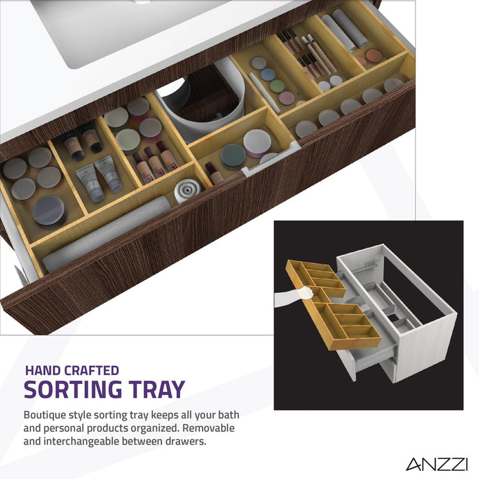 ANZZI Conques 39" x 20" Dark Brown Solid Wood Single Bathroom Vanity Set VT-MR3SCCT39-DB