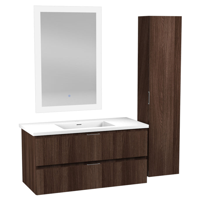 ANZZI Conques 39" x 20" Dark Brown Solid Wood Single Bathroom Vanity Set VT-MR3SCCT39-DB