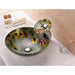 ANZZI Impasto Series 17" x 17" Round Vessel Sink in Green Painted Mural Finish with Polished Chrome Pop-Up Drain LS-AZ217