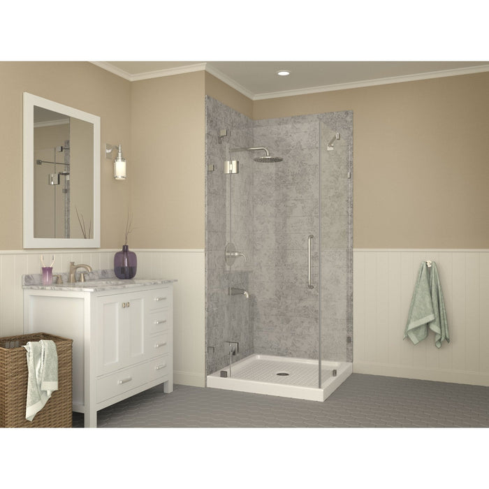 ANZZI Titan Series 36" x 36" Center Drain Without Cover Double Threshold White Shower Base with Built-In Tile Flange SB-AZ009WC