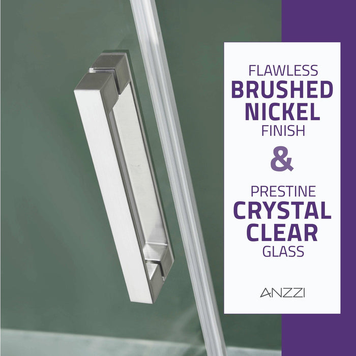 ANZZI Rhodes Series 48" x 76" Frameless Rectangular Sliding Shower Door with Tsunami Guard