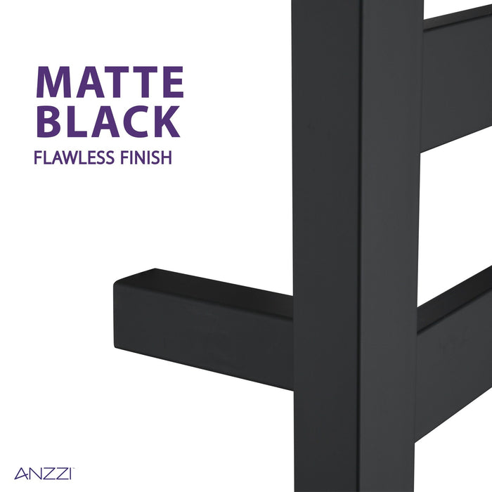 ANZZI Note Series 6-Bar Stainless Steel Wall-Mounted Electric Towel Warmer Rack in Matte Black Finish TW-AZ023MBK