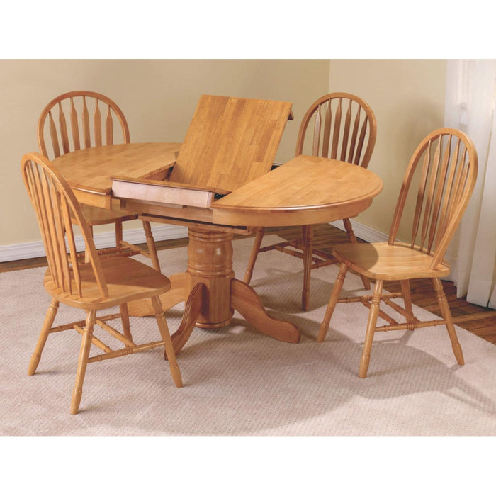 Sunset Trading Oak Selections 5 Piece 66" Oval Extendable Pedestal Dining Set | Butterfly Leaf Table | 4 Arrowback Windsor Chairs | Seats 6 DLU-TBX4266-820-LO5PC