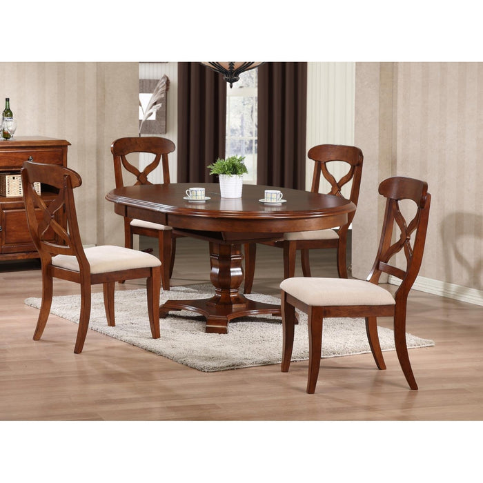 Sunset Trading Andrews 5 Piece 48" Round or 66" Oval Extendable Dining Set | Butterfly Leaf Table | Chestnut Brown | Seats 6 DLU-ADW4866-C12-CT5PC