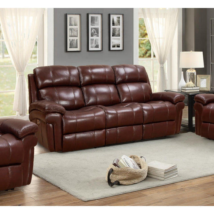 Sunset Trading Luxe Leather Reclining Sofa with Power Headrest | 3 Seater | Dual Recline | USB Ports | Brown SU-9102-88-1394-58